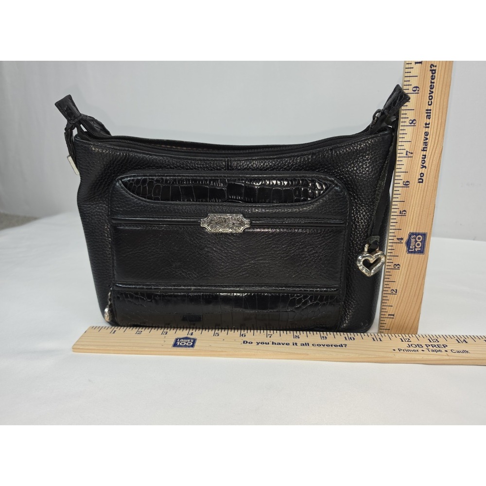 Brighton Millie Shoulder Bag Black Pebbled Croc Embossed Leather Purse 3308 - Picture 6 of 8